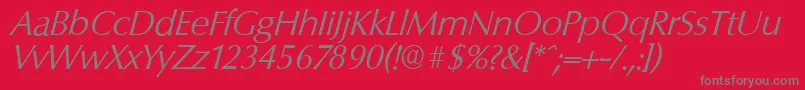 フォントColumbiaserialLightItalic – 赤い背景に灰色の文字