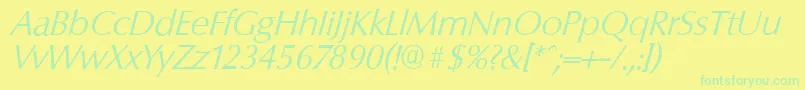 ColumbiaserialLightItalic Font – Green Fonts on Yellow Background