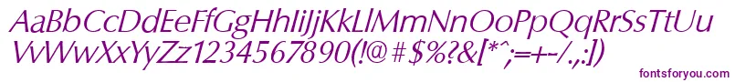 ColumbiaserialLightItalic Font – Purple Fonts on White Background