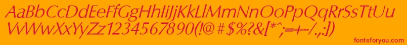 ColumbiaserialLightItalic Font – Red Fonts on Orange Background