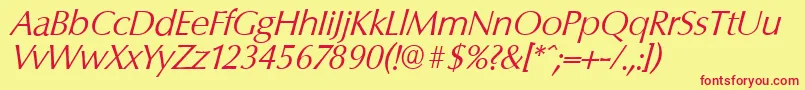 ColumbiaserialLightItalic Font – Red Fonts on Yellow Background