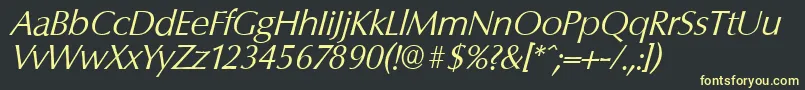 ColumbiaserialLightItalic Font – Yellow Fonts on Black Background