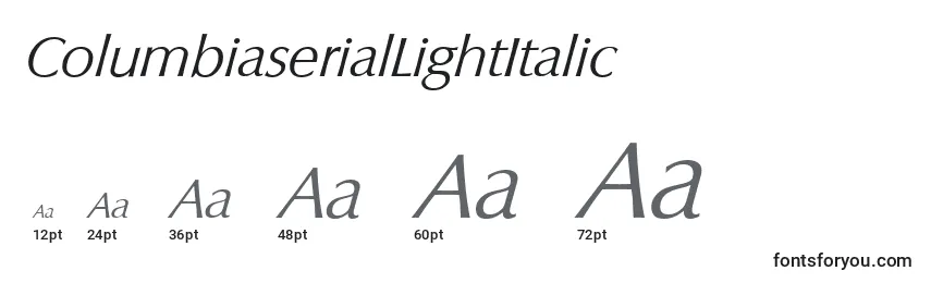 Размеры шрифта ColumbiaserialLightItalic