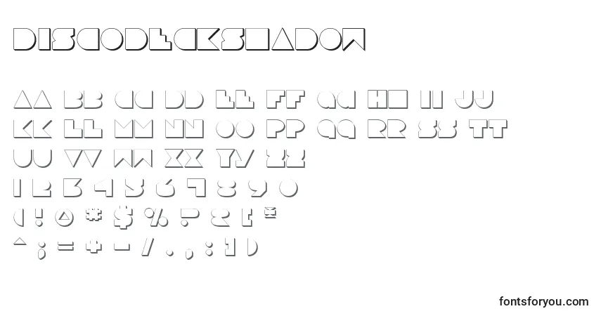 A fonte DiscoDeckShadow – alfabeto, números, caracteres especiais