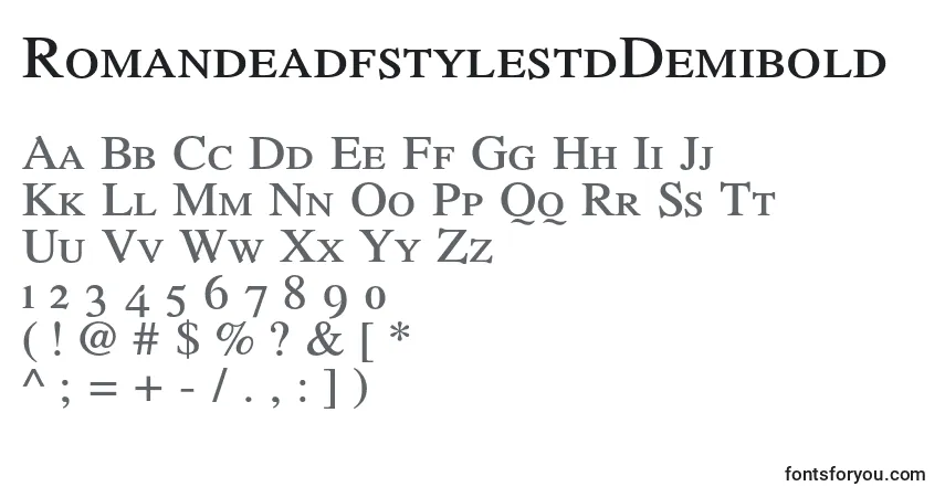 Шрифт RomandeadfstylestdDemibold (65649) – алфавит, цифры, специальные символы