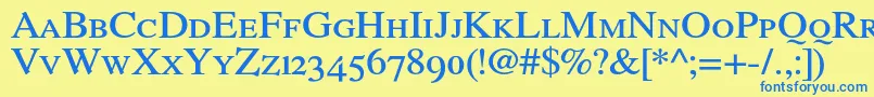 RomandeadfstylestdDemibold-Schriftart – Blaue Schriften auf gelbem Hintergrund