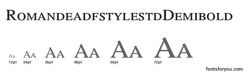 Размеры шрифта RomandeadfstylestdDemibold (65649)