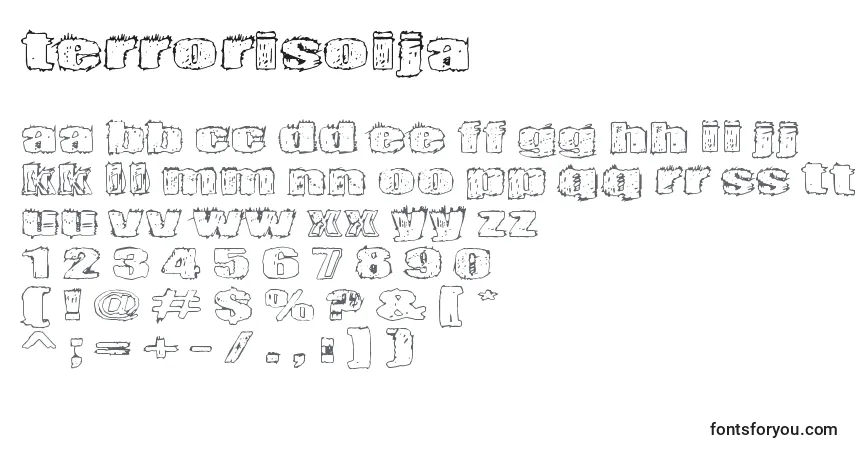 Шрифт Terrorisoija – алфавит, цифры, специальные символы