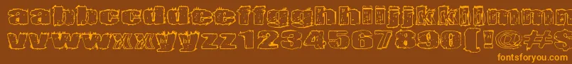 Terrorisoija-Schriftart – Orangefarbene Schriften auf braunem Hintergrund