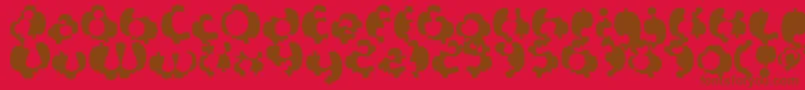 Weitere Informationen zur Syntosis-Schriftart Syntosis-Schriftart – Braune Schriften auf rotem Hintergrund