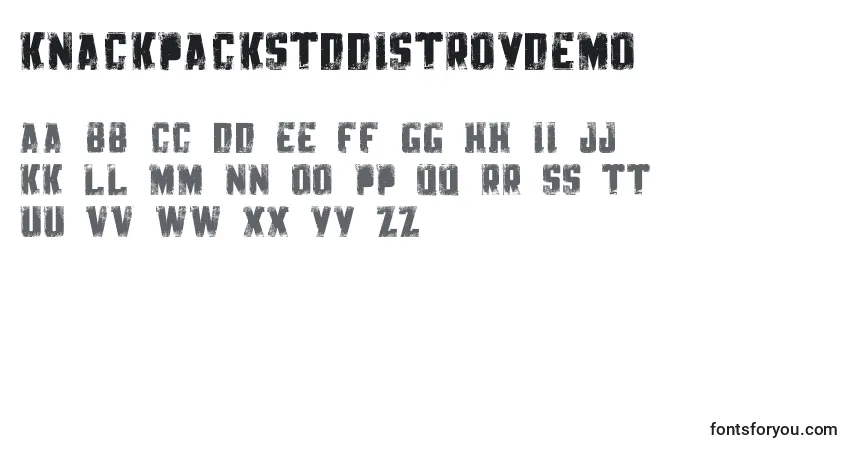 Czcionka KnackpackStdDistroyDemo – alfabet, cyfry, specjalne znaki