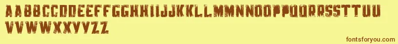KnackpackStdDistroyDemo Font – Brown Fonts on Yellow Background