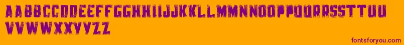 KnackpackStdDistroyDemo-fontti – violetit fontit oranssilla taustalla