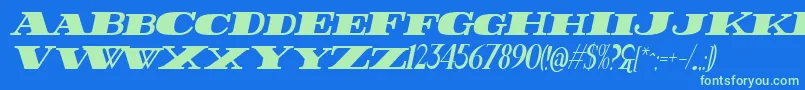 Fonte FatestHighItalic – fontes verdes em um fundo azul