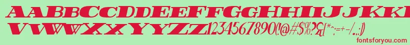 フォントFatestHighItalic – 赤い文字の緑の背景