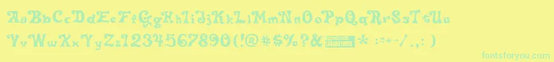 フォントDeltahey – 黄色い背景に緑の文字