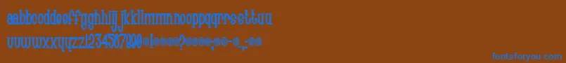 フォントChachie – 茶色の背景に青い文字