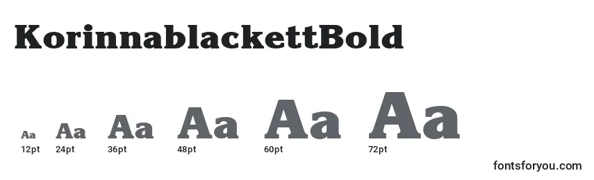 Размеры шрифта KorinnablackettBold