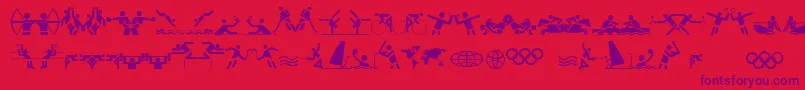 Police Olympi – polices violettes sur fond rouge