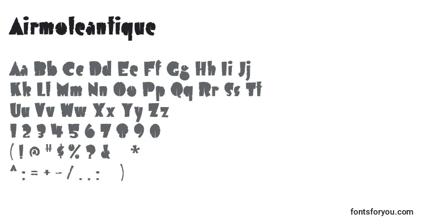 Airmoleantique-fontti – aakkoset, numerot, erikoismerkit