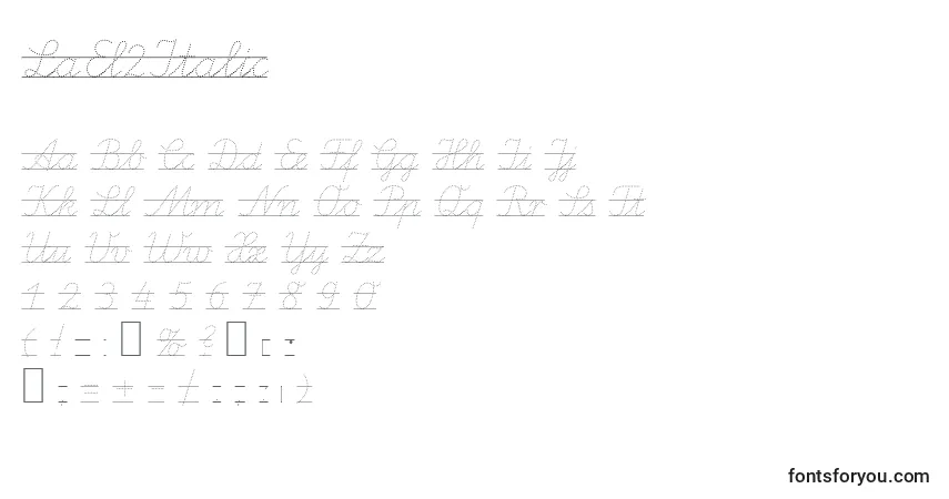 A fonte LaEl2Italic – alfabeto, números, caracteres especiais