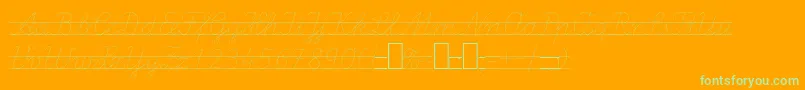 LaEl2Italic-Schriftart – Grüne Schriften auf orangefarbenem Hintergrund