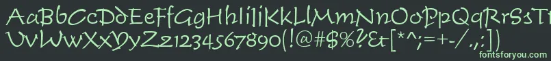 フォントTimescrdlig – 黒い背景に緑の文字