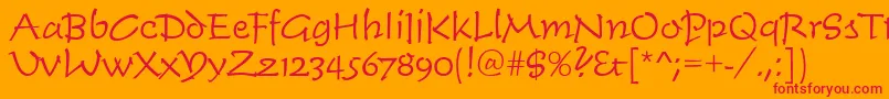 フォントTimescrdlig – オレンジの背景に赤い文字