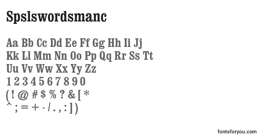 Шрифт Spslswordsmanc – алфавит, цифры, специальные символы
