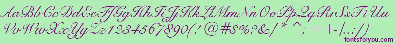 SnellBt Font – Purple Fonts on Green Background