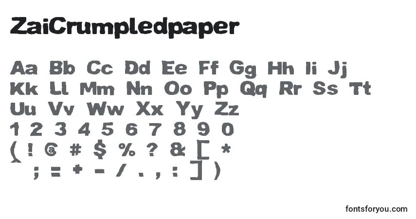 Police ZaiCrumpledpaper - Alphabet, Chiffres, Caractères Spéciaux