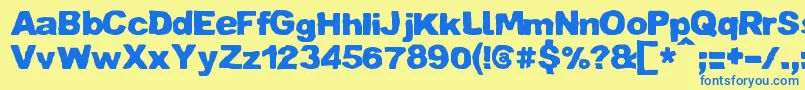 フォントZaiCrumpledpaper – 青い文字が黄色の背景にあります。