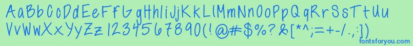 Annshandwriting Font – Blue Fonts on Green Background