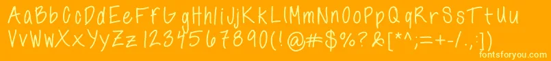 Annshandwriting Font – Yellow Fonts on Orange Background