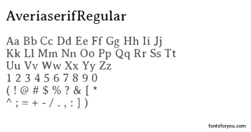 AveriaserifRegularフォント–アルファベット、数字、特殊文字