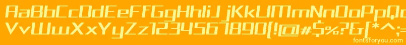 Fonte SquareaExpandedOblique – fontes amarelas em um fundo laranja