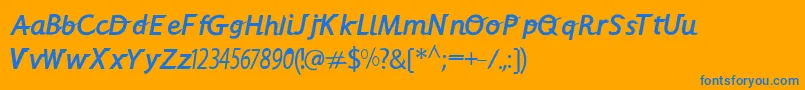 フォントAlphacrisp – オレンジの背景に青い文字