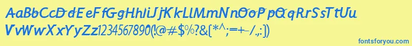 Więcej informacji o czcionce Alphacrisp Czcionka Alphacrisp – niebieskie czcionki na żółtym tle