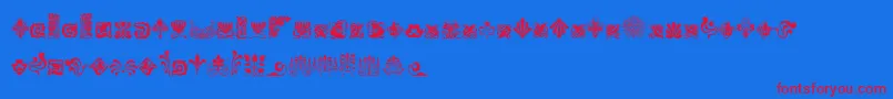 NouveauNeverDiesFree-Schriftart – Rote Schriften auf blauem Hintergrund