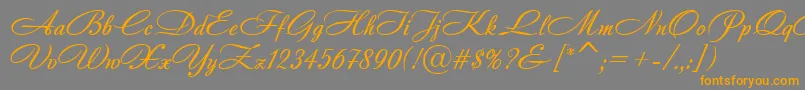 AndantinoScript-Schriftart – Orangefarbene Schriften auf grauem Hintergrund