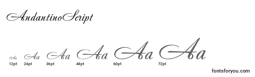 AndantinoScript Font Sizes