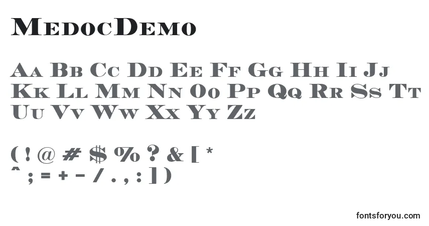 Schriftart MedocDemo – Alphabet, Zahlen, spezielle Symbole