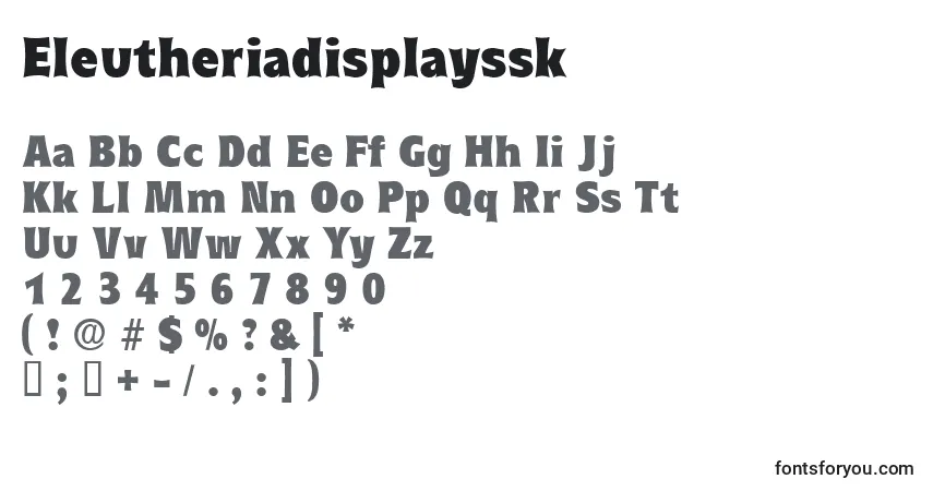 A fonte Eleutheriadisplayssk – alfabeto, números, caracteres especiais