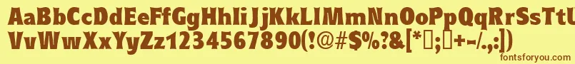 フォントEleutheriadisplayssk – 茶色の文字が黄色の背景にあります。