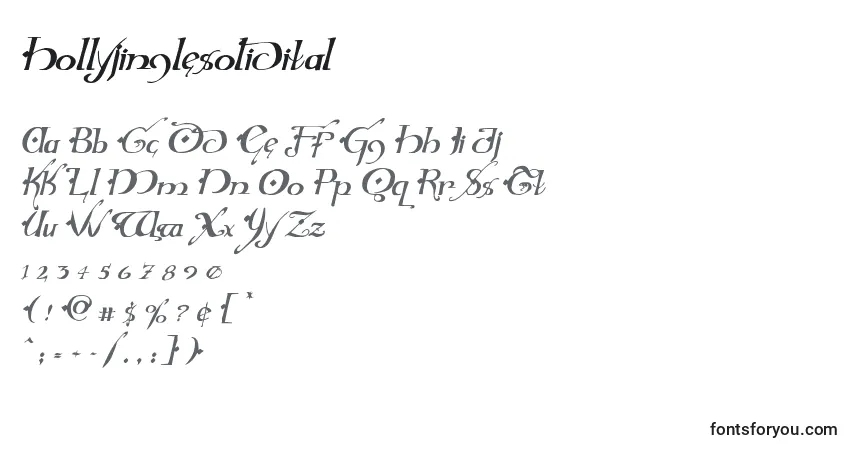 Шрифт Hollyjinglesolidital – алфавит, цифры, специальные символы