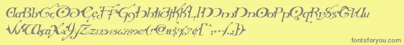 フォントHollyjinglesolidital – 黄色の背景に灰色の文字