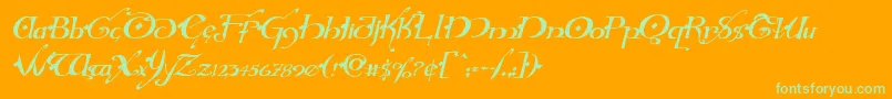 Hollyjinglesolidital-Schriftart – Grüne Schriften auf orangefarbenem Hintergrund