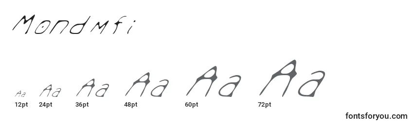 Размеры шрифта Mondmfi