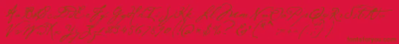 P22CezanneRegular-Schriftart – Braune Schriften auf rotem Hintergrund