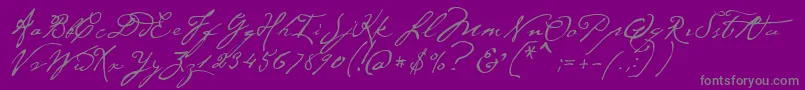 P22CezanneRegular-Schriftart – Graue Schriften auf violettem Hintergrund
